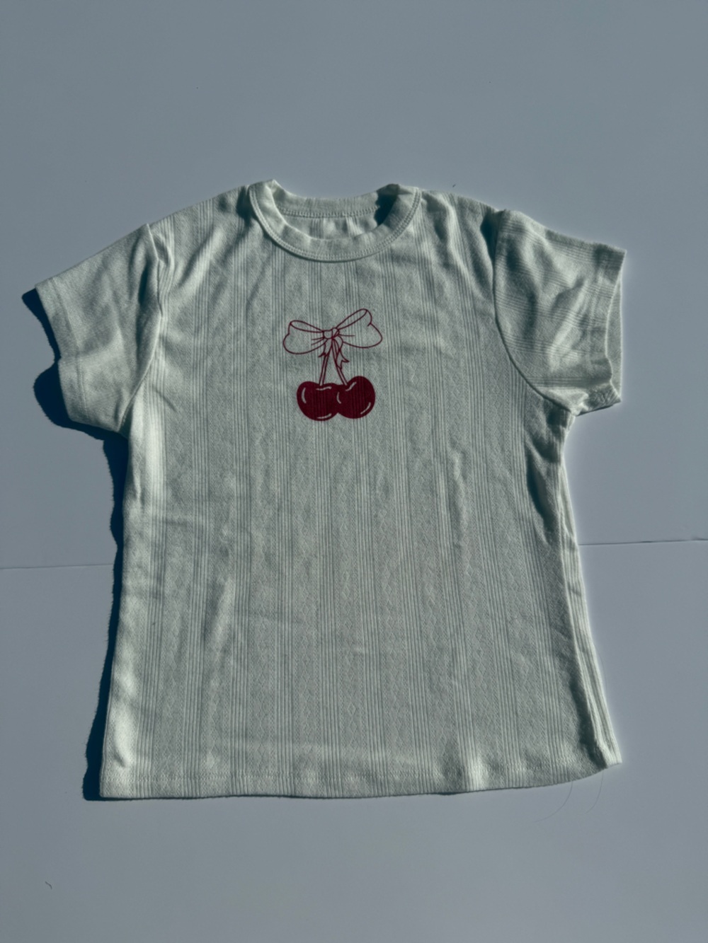 Grayson Threads White Tee with Red Cherry Print